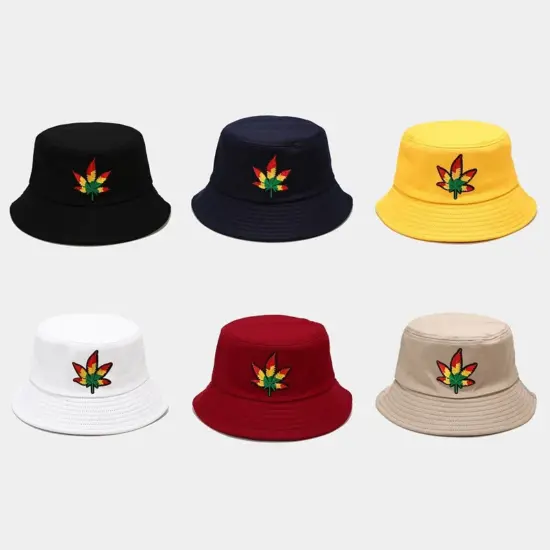 Custom cotton bucket hat with adjustable drawstring