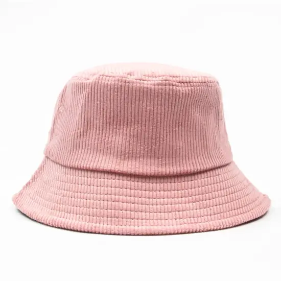 Blue Corduroy Cartoon Wide-Brim Bucket Hat