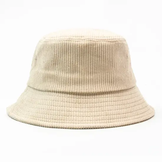 Blue Corduroy Cartoon Wide-Brim Bucket Hat