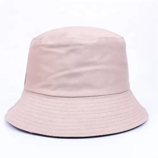 Wide-brim casual cotton denim bucket hat