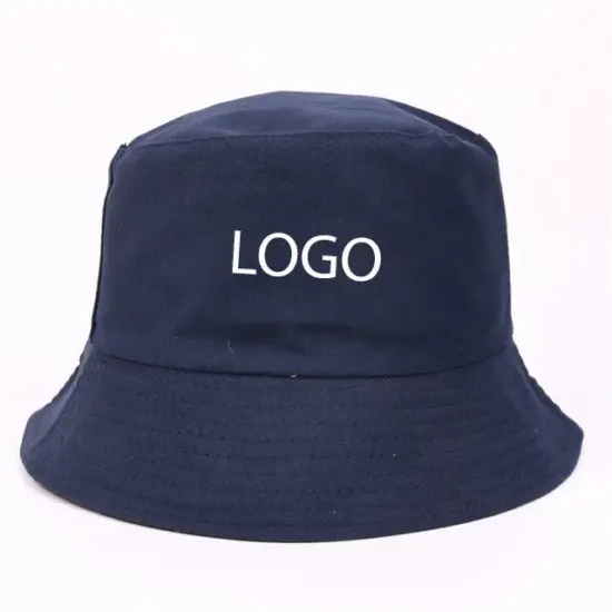 Wide-brim casual cotton denim bucket hat