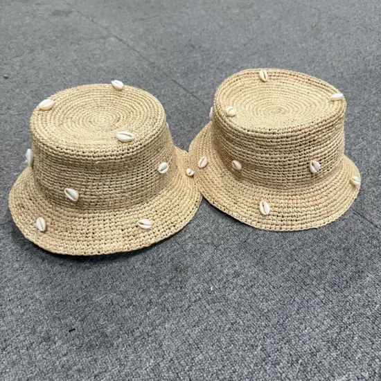 Kids straw sun-protection beach bucket hat