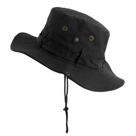 Cotton wide-brim fisherman hat for sun protection