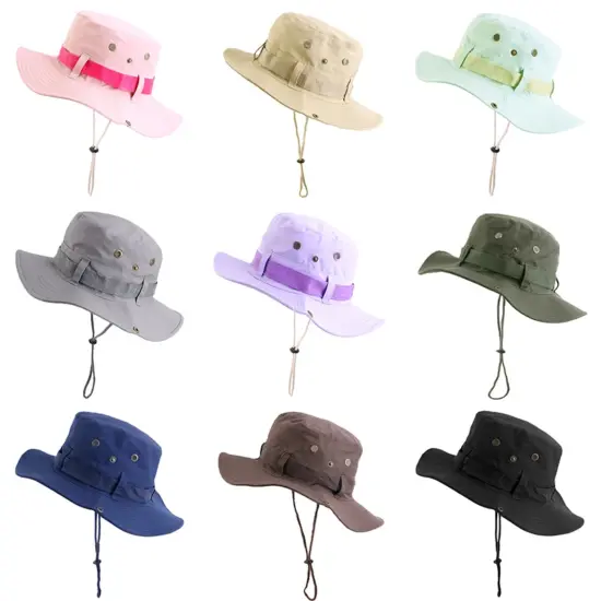 Cotton wide-brim fisherman hat for sun protection