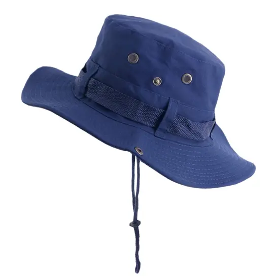 Cotton wide-brim fisherman hat for sun protection