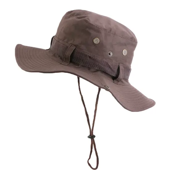 Cotton wide-brim fisherman hat for sun protection