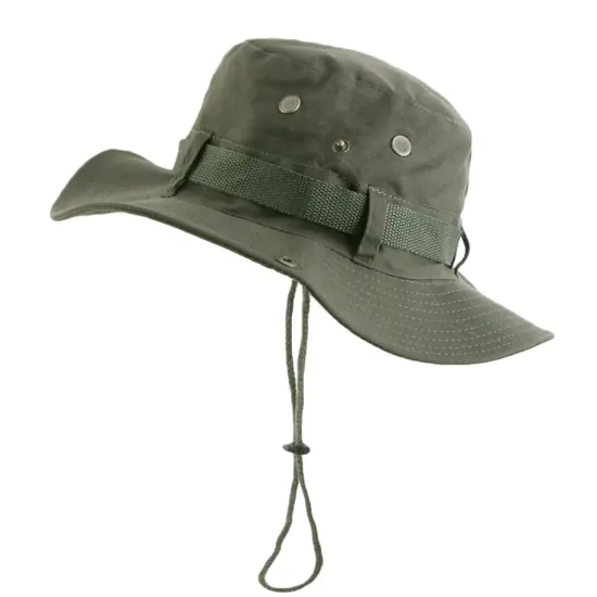 Cotton wide-brim fisherman hat for sun protection