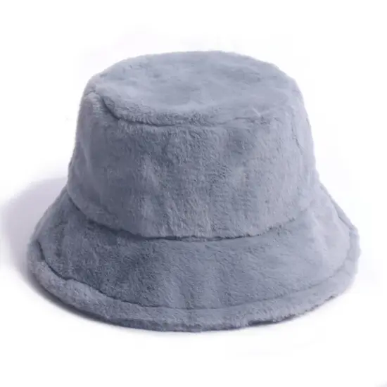 Winter fuzzy faux fur bucket hat
