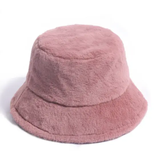 Winter fuzzy faux fur bucket hat