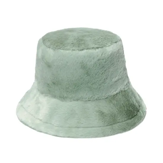 Winter fuzzy faux fur bucket hat