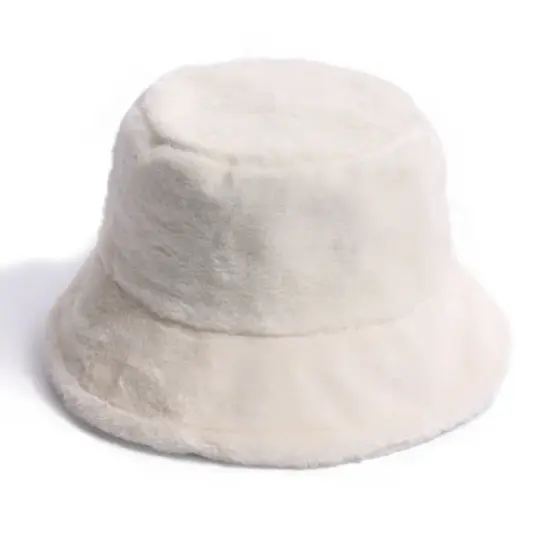 Winter fuzzy faux fur bucket hat