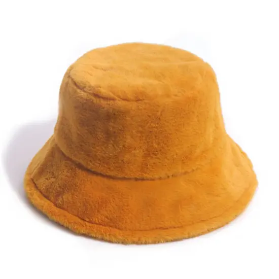 Winter fuzzy faux fur bucket hat