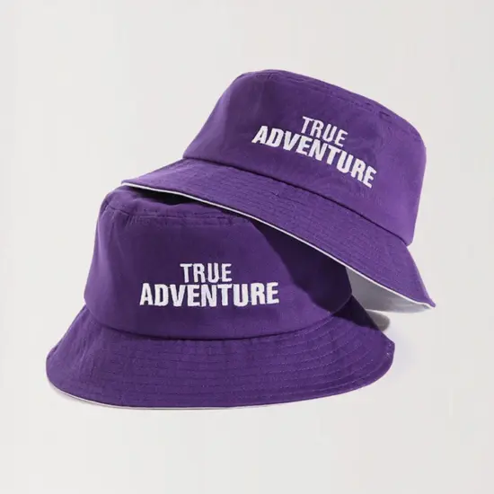 Denim bucket hat with custom embroidered logo