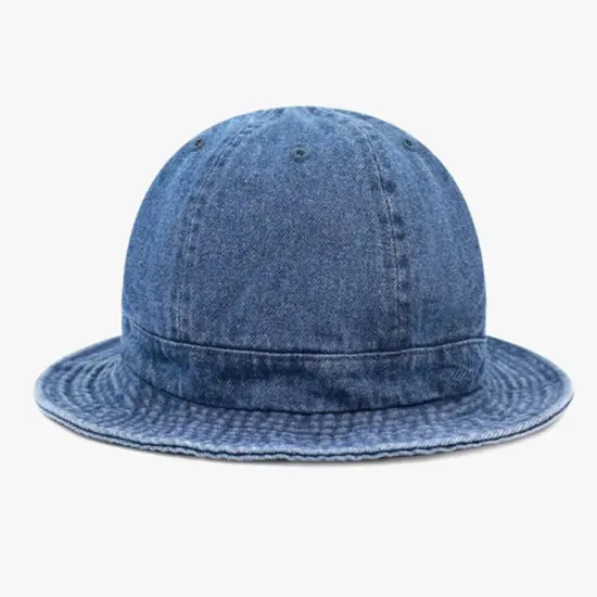 Denim bucket hat with custom embroidered logo