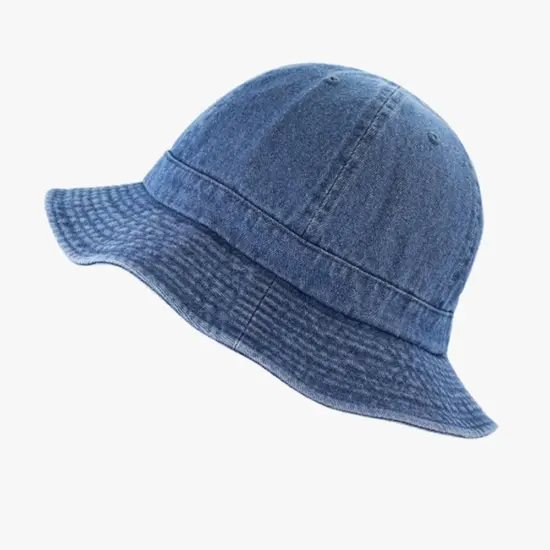 Denim bucket hat with custom embroidered logo