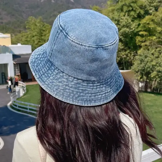 Outdoor printed plain denim bucket hat