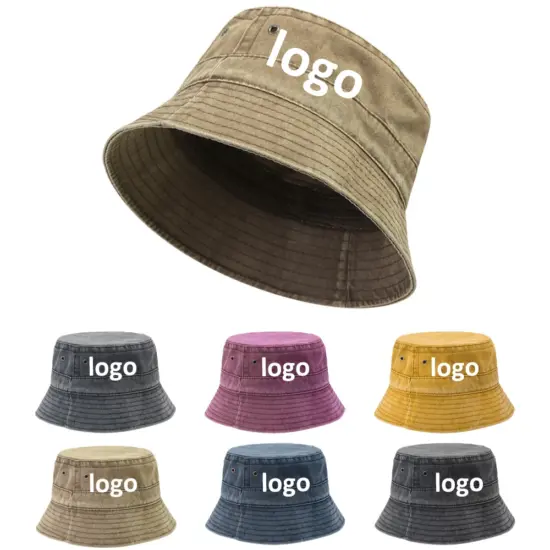 White and purple printed bucket hat for casual or fishing use