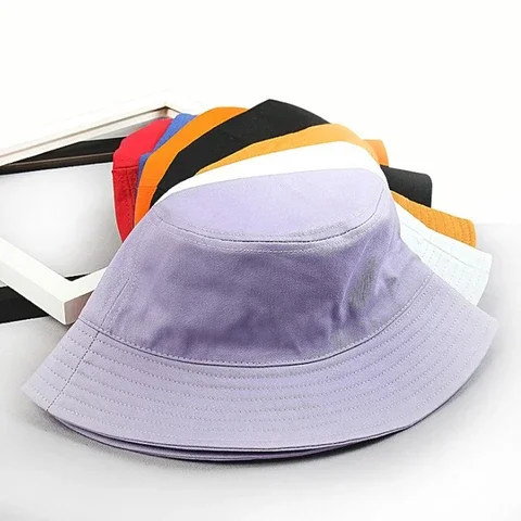 Blank denim bucket hat with custom text embroidery