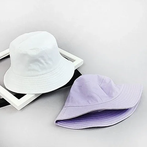 Blank denim bucket hat with custom text embroidery