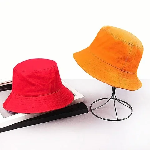 Blank denim bucket hat with custom text embroidery