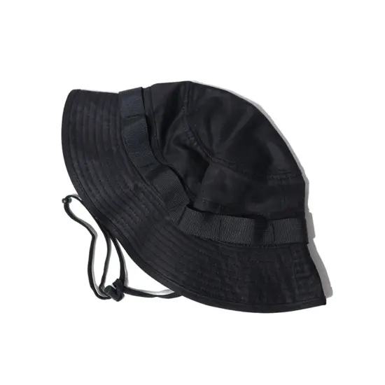 Plain twill fisherman bucket hat with strap