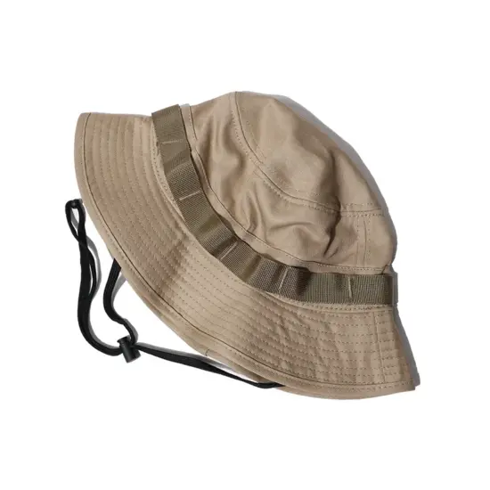 Plain twill fisherman bucket hat with strap