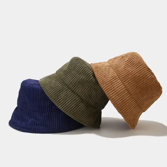 Plain twill fisherman bucket hat with strap