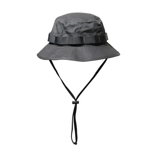 Plain twill fisherman bucket hat with strap