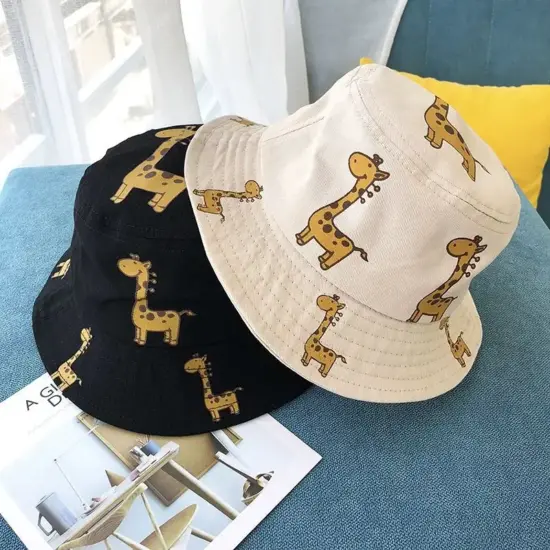 Girls cartoon giraffe bucket sun hat