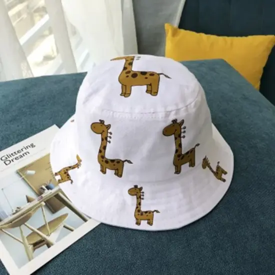 Girls cartoon giraffe bucket sun hat