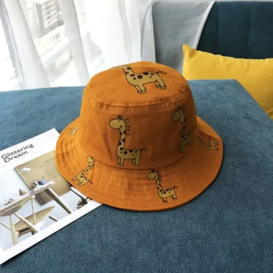 Girls cartoon giraffe bucket sun hat