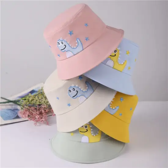 Summer girls solid color bucket hat