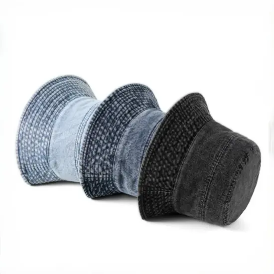Unisex washed denim bucket hat 100% cotton
