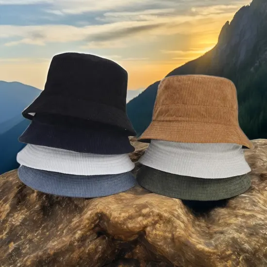 Solid Color Corduroy Bucket Hat for Men and Women