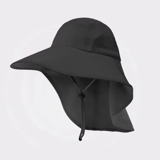 Nylon Sun Protection Bucket Hat with Neck Flap