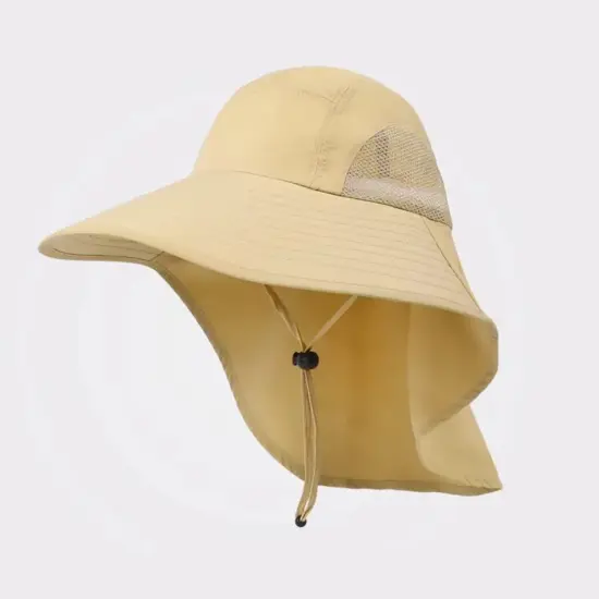 Nylon Sun Protection Bucket Hat with Neck Flap