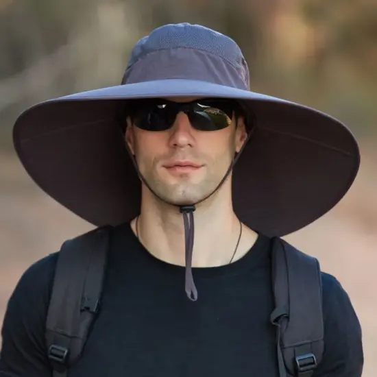 Men’s Nylon Sun Protection Bucket Hat with Neck Flap