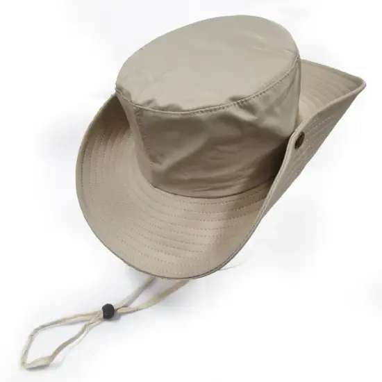 Wide Brim Canvas Bucket Hat with Drawstring