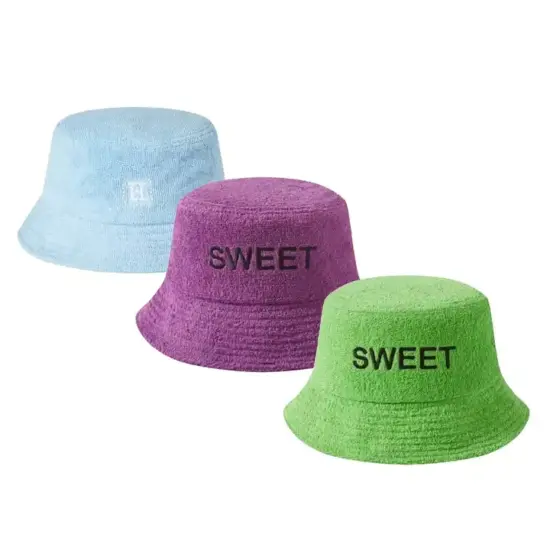 Plain terry cloth bucket hat for daily bulk use