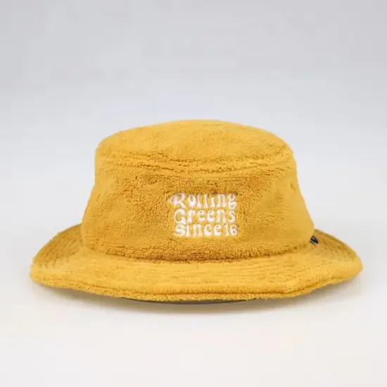Packable terry cloth bucket hat with custom branding
