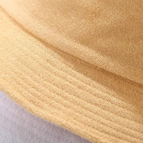 Packable terry cloth bucket hat with custom branding