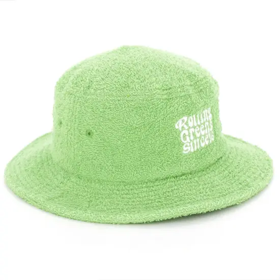 Unstructured soft terry cloth bucket hat for outdoor use