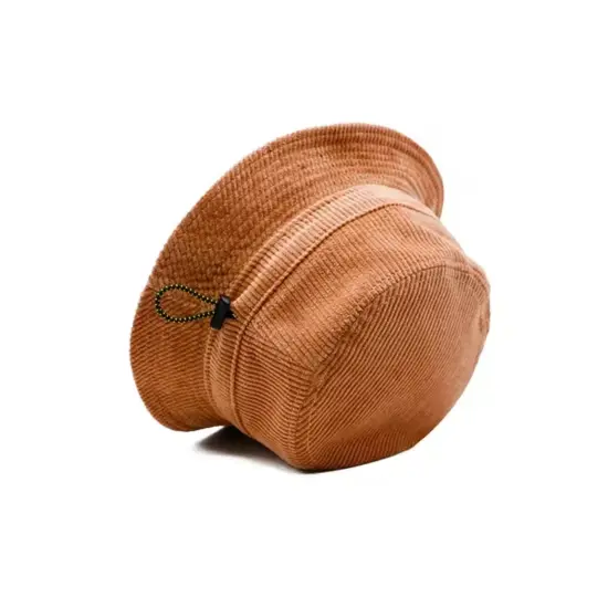 Adjustable Corduroy Bucket Hat with Drawstring