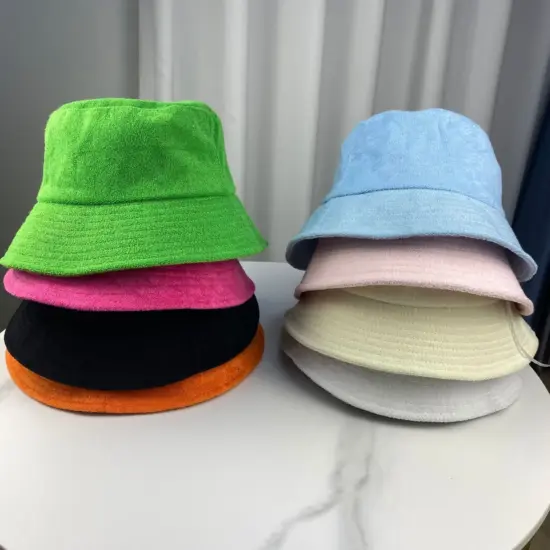 High-Quality Blank Terry Cloth Bucket Hat