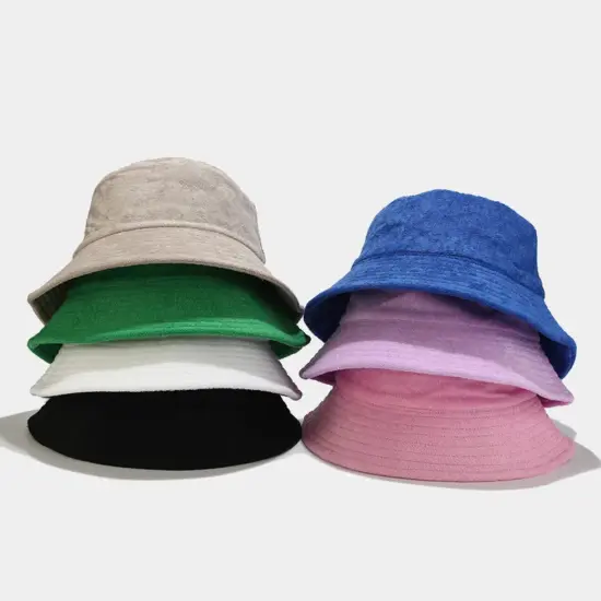 High-Quality Blank Terry Cloth Bucket Hat