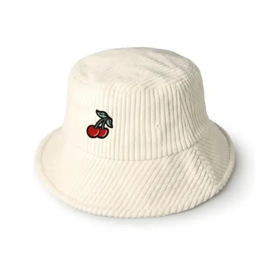 Plain Corduroy Bucket Hat with Logo