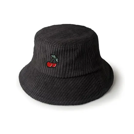 Plain Corduroy Bucket Hat with Logo