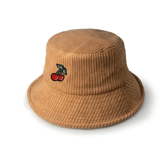 Plain Corduroy Bucket Hat with Logo