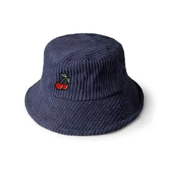 Plain Corduroy Bucket Hat with Logo