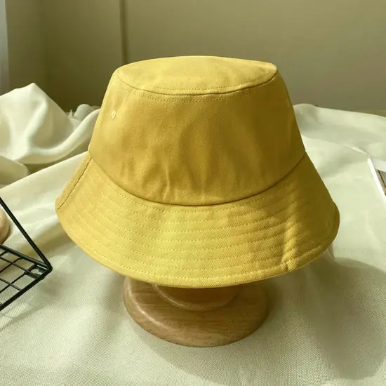 Solid color unisex cotton bucket hat for daily wear